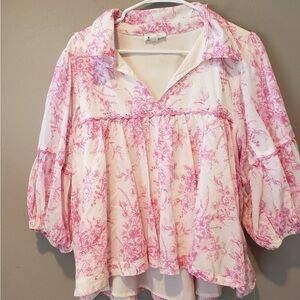 Chic Pink Floral Blouse for Women